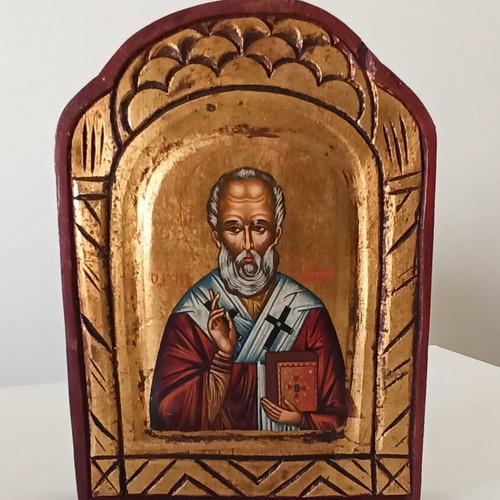 Handmade icon of Saint Nicholas like new, Byzantine art