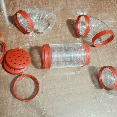 Hamster tunnels set with 4 corners and 1 straight tunnel, 2 caps