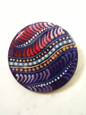 Handmade brooch with dotting mandala design, colorful, new