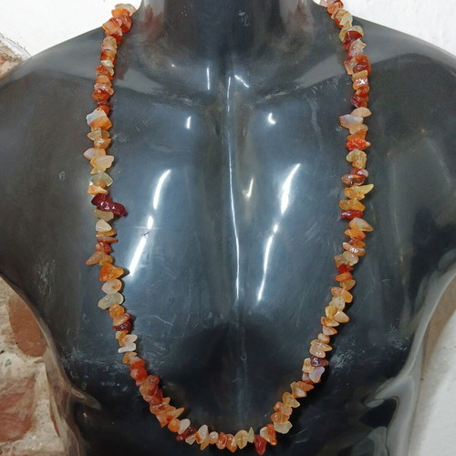Necklace with Carnelian Semi-Precious Stones like new, 90 cm