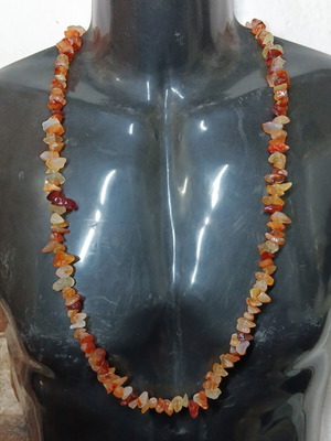 Necklace with Carnelian Semi-Precious Stones like new, 90 cm
