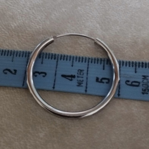 Elegance 925 silver showy hoop earrings, 3 cm diameter