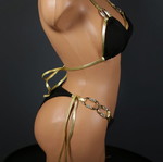 Bikini two-piece new, black with gold details