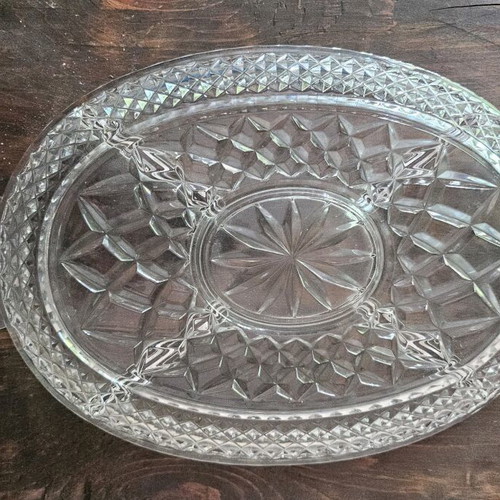 Vintage crystal hors d'oeuvre dish 5 compartments like new