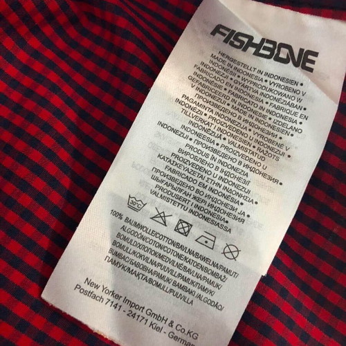 Fishbone Shirt new, size L, burgundy and black