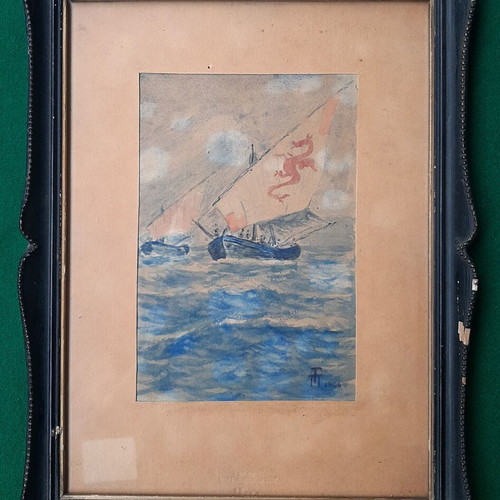 1906 Watercolor with Sailing Ships used
