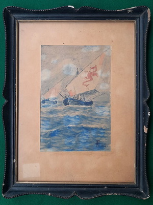 1906 Watercolor with Sailing Ships used