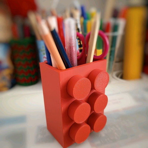 3D Printed Pencil Holder made to order, plastic Lego style
