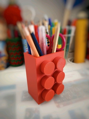 3D Printed Pencil Holder made to order, plastic Lego style