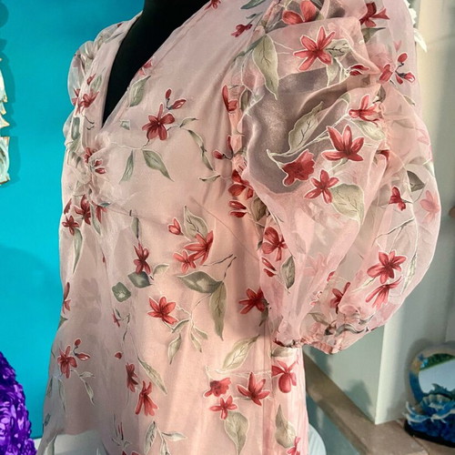 Floral sapio milo blouse with puff sleeves like new, size M