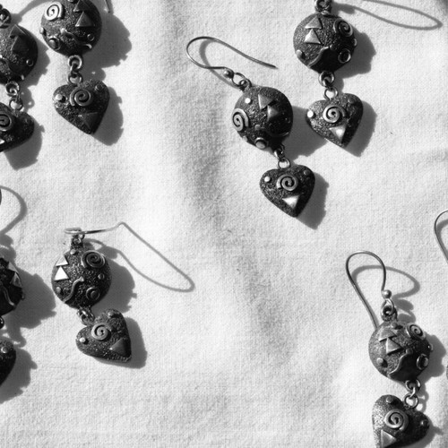 Handmade earrings 4 pairs, sterling silver 925, primitive tribe design
