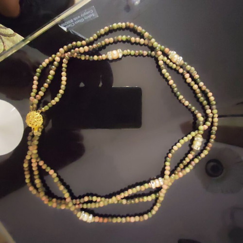 Women's Multistrand Necklace with Natural Semi-Precious Stones New
