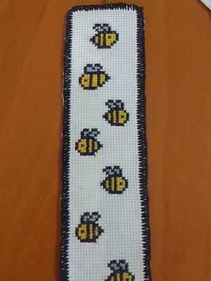 Handmade embroidered bookmark with bee design made to order
