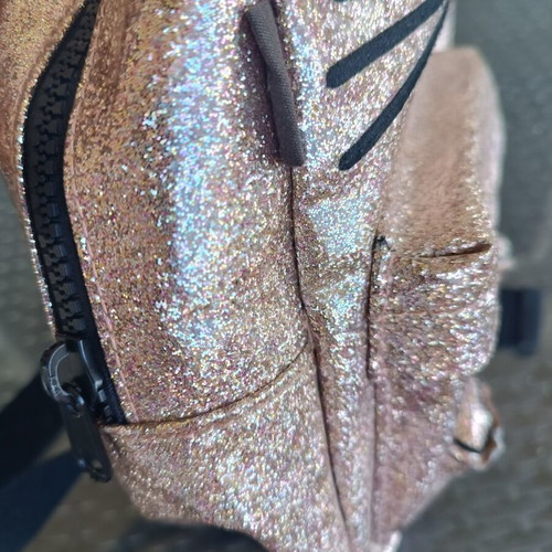 Zara Kids glitter backpack cat design like new, pink gold