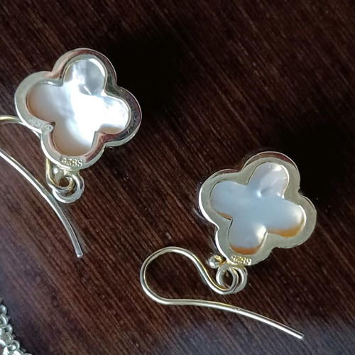 Loisir silver earrings new, gold-plated with pearl stones