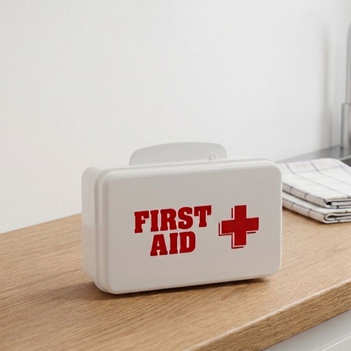 Plastic first aid box new, white with red symbol