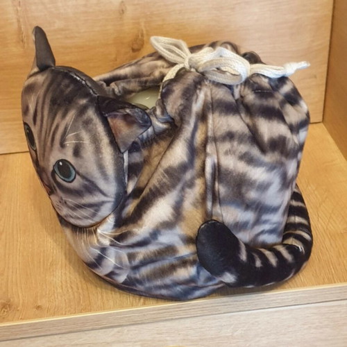 Cosmetic pouch bag cat velvet new, beige and brown