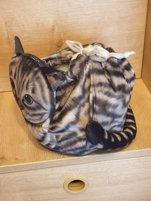 Cosmetic pouch bag cat velvet new, beige and brown