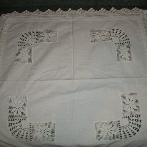 Handmade lace tablecloth white 65x65