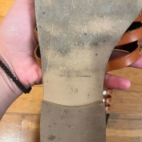 Sofia Manta sandals tan and black, size 38