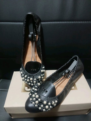 Μπαλαρίνες Schutz δερμάτινες καινούργιες με πέρλες No 41 μαύρες