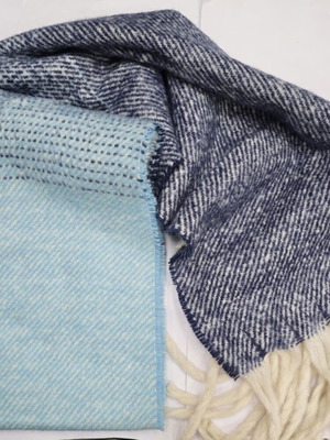 Unisex thick knitted scarf new tricolor blue and beige cashmere