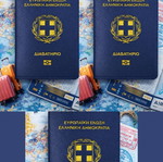 Κάλυμμα διαβατηρίου καινούργιο σετ 2+1 δώρο, μπλε PU