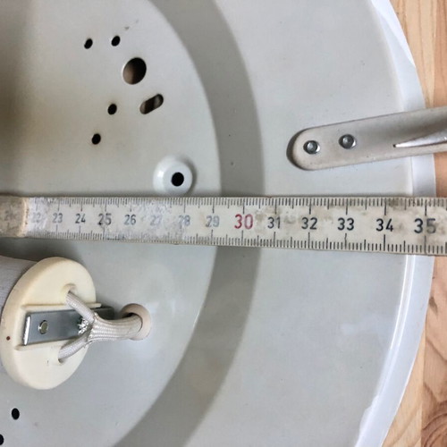 Ceiling light glass white used Ø37.5 with metal base and chrome clip