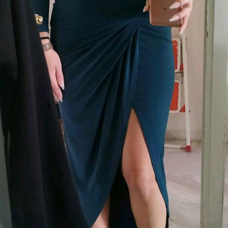 Drape dress cypress with slit like new, size S Asos