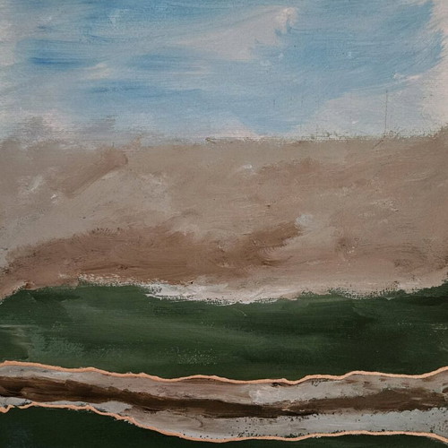 Abstract Landscape Triptych set of 3 original paintings like new