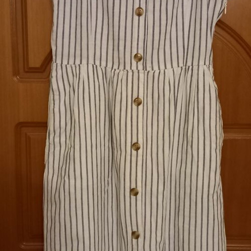 Only striped cotton dress with linen, like new, size L
