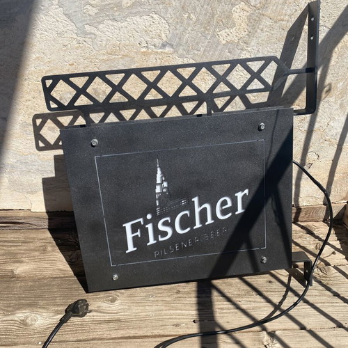 Fischer Beer Lighted Sign used, metal, 50x60 cm
