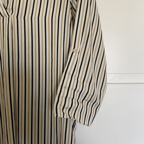 Stradivarius striped blouse shirt, size S, white beige black