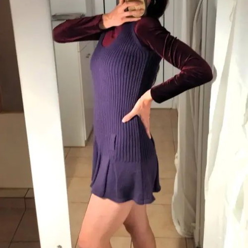 Purple sleeveless knit mini dress like new, size S/M
