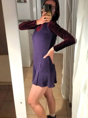 Purple sleeveless knit mini dress like new, size S/M