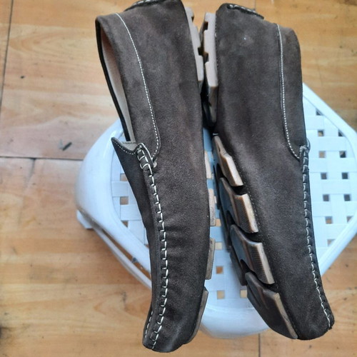 Men's brown leather suede moccasins new, size 44