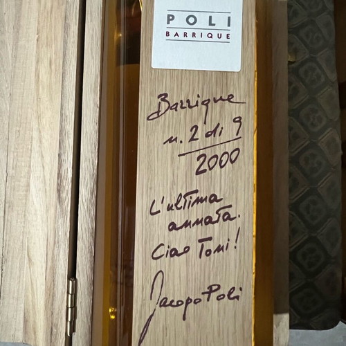 Grappa Poli Barrique 2000 vintage sealed with wooden case