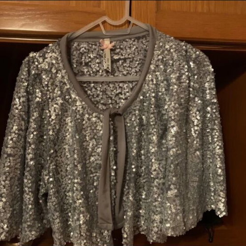 Bolero jacket gray with sequins new