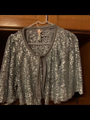 Bolero jacket gray with sequins new