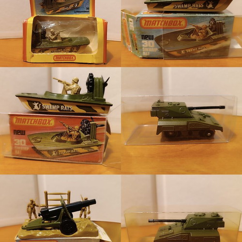 Matchbox field gun, tanks, boats pack of 6 like new