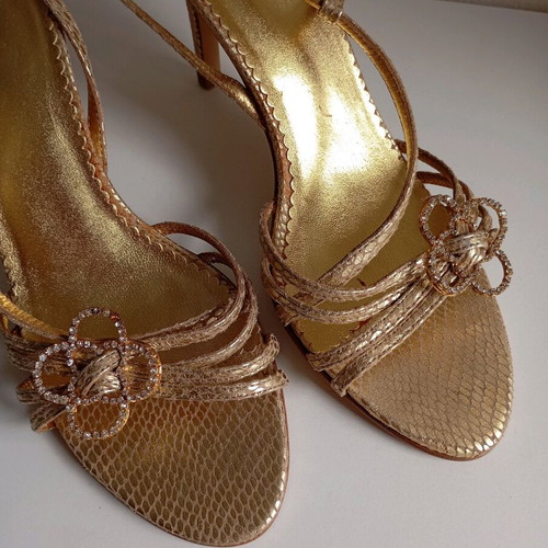 Mario Ponti leather sandals used, gold, size 39