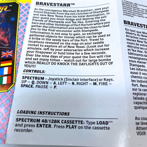 BraveStarr 1987 Spectrum cassette used, complete in box with manual