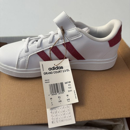 Adidas Grand Court 2.0 sneakers size 35 white with fuchsia glitter new