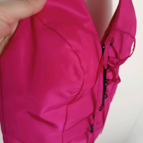 Bustier with high-waist skirt with Swarovski stones in fuchsia color like new