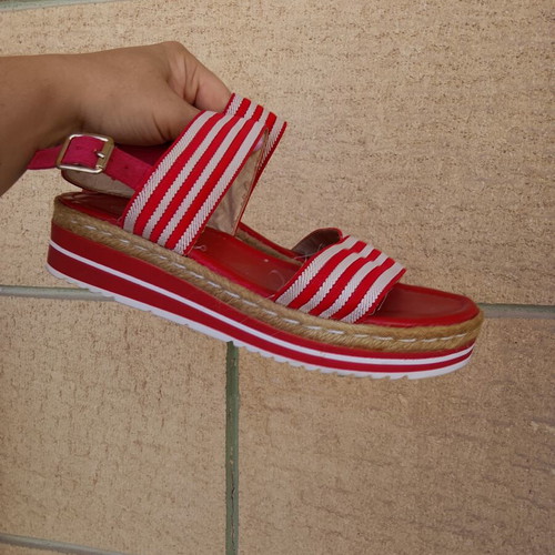 Voi & Noi sandals size 38 used, white and red platform