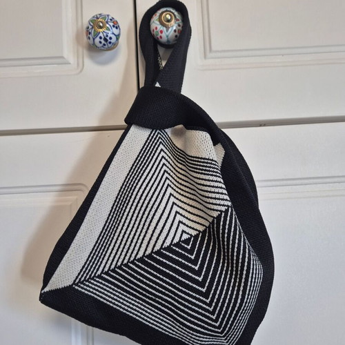 White-Black Knit Bag New, Handheld