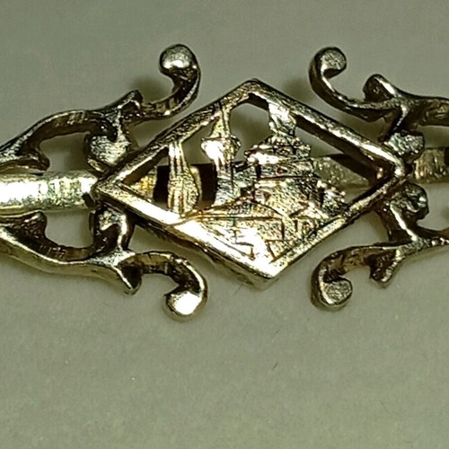 Tie clip silver 925 and 9K gold plated used with filigree design and marcasite stones
