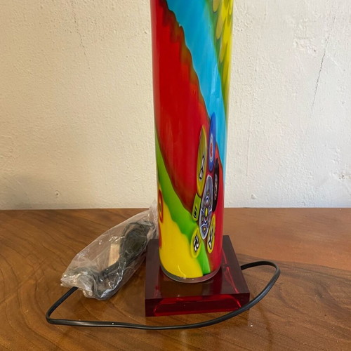 Modern lamp with blown glass cylinder like new