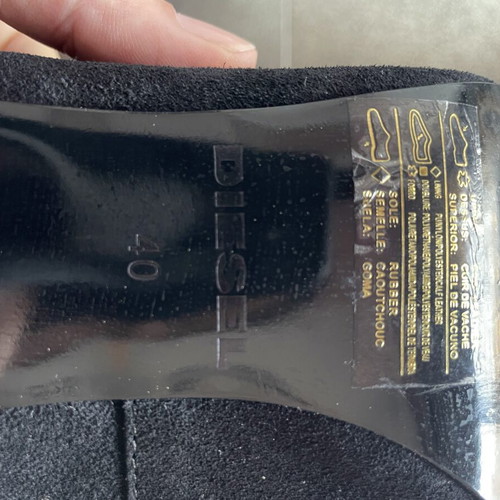 Diesel heels like new, black suede with leather strap and metal details