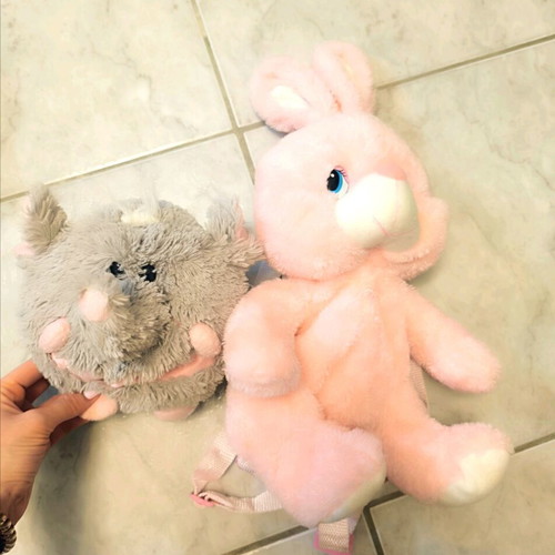 Rabbit bag with plush elephant gift